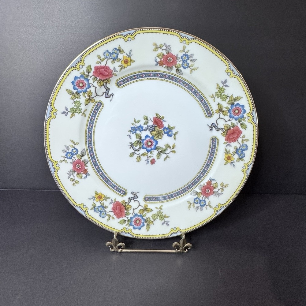Noritake Fine China 10" Dinner Plate Mayflower‎ Pattern Gold Trim EUC